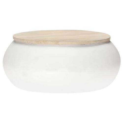 Sofabord 68x68x30 cm massivt mangotræ hvid