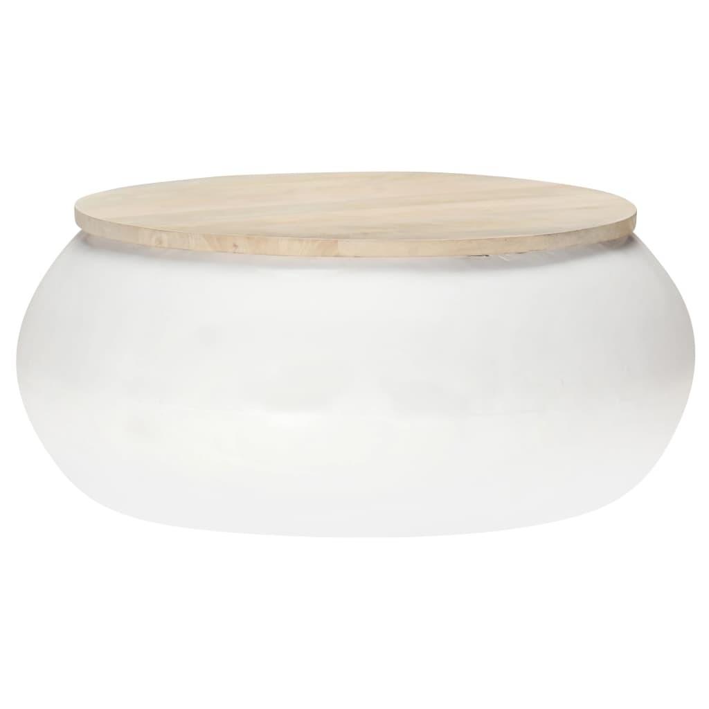 Sofabord 68x68x30 cm massivt mangotræ hvid