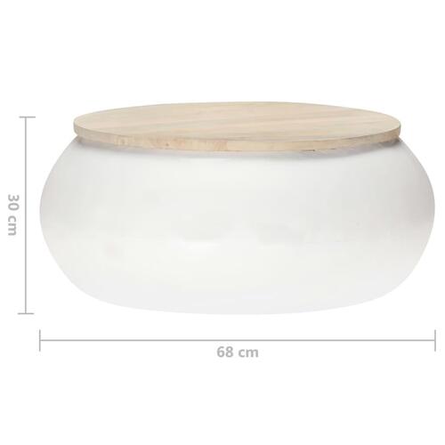 Sofabord 68x68x30 cm massivt mangotræ hvid