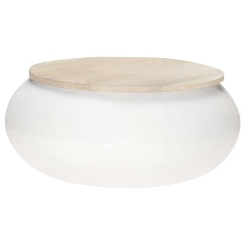 Sofabord 68x68x30 cm massivt mangotræ hvid