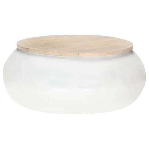 Sofabord 68x68x30 cm massivt mangotræ hvid