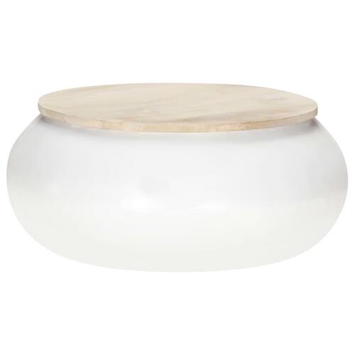 Sofabord 68x68x30 cm massivt mangotræ hvid