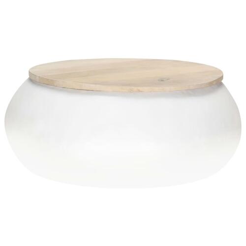 Sofabord 68x68x30 cm massivt mangotræ hvid