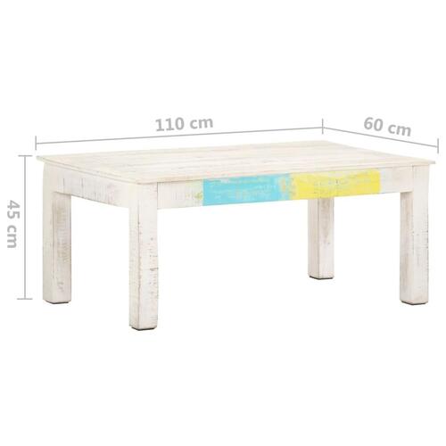 Sofabord 110x60x45 cm massivt mangotræ hvid