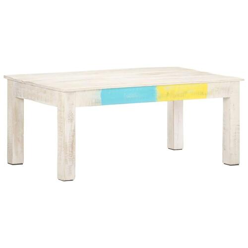 Sofabord 110x60x45 cm massivt mangotræ hvid