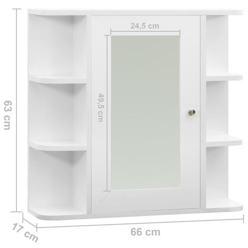 Badeværelsesskab med spejl 66x17x63 cm MDF hvid
