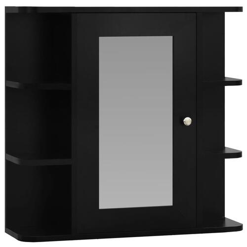 Badeværelsesskab med spejl 66x17x63 cm MDF sort