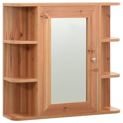 Badeværelsesskab med spejl 66x17x63 cm MDF egetræsfarvet
