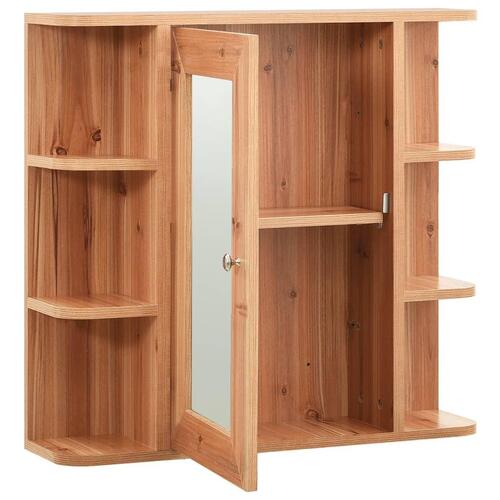 Badeværelsesskab med spejl 66x17x63 cm MDF egetræsfarvet