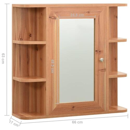 Badeværelsesskab med spejl 66x17x63 cm MDF egetræsfarvet