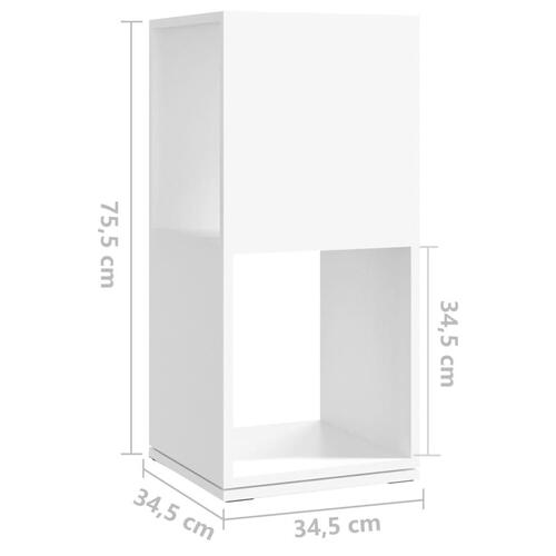 Drejelig reol 34,5x34,5x75,5 cm konstrueret træ hvid