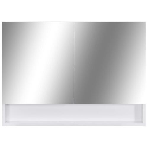 Badeværelsesskab med spejl + LED 80x15x60 cm MDF hvid