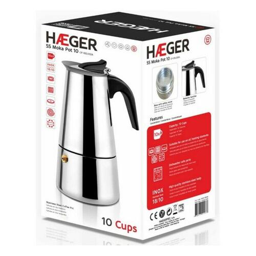 Italiensk Kaffekande Haeger Moka Rustfrit stål 18/10 10 kopper (OUTLET A)