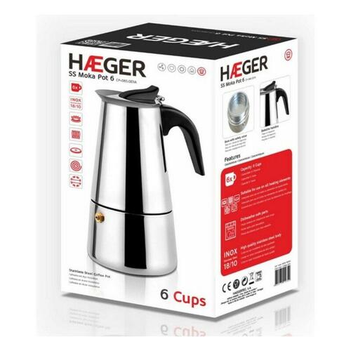 Italiensk Kaffekande Haeger Moka Rustfrit stål 18/10 10 kopper (OUTLET A)