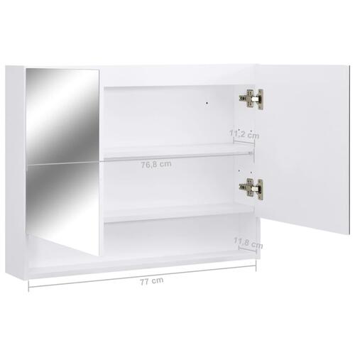 Badeværelsesskab med spejl + LED 80x15x60 cm MDF hvid