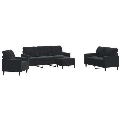 Sofasæt 4 dele med hynder velour sort