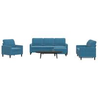 Sofasæt 4 dele med hynder velour blå