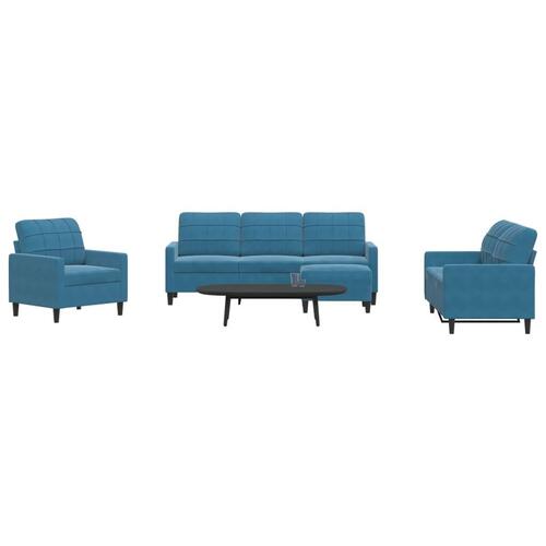 Sofasæt 4 dele med hynder velour blå