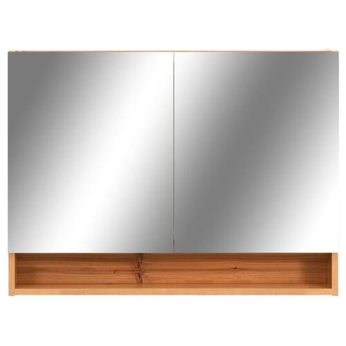 Badeværelsesskab med spejl + LED 80x15x60 cm MDF egetræsfarvet