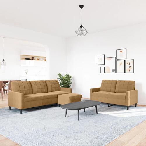 3 personers sofa med hynder velour brun