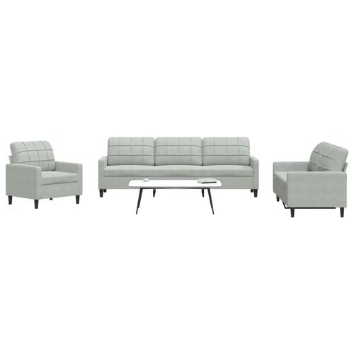 Sofasæt 4 dele med hynder velour lysegrå