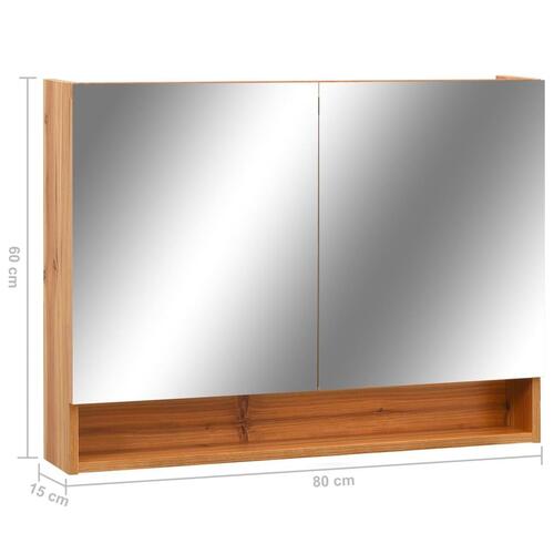 Badeværelsesskab med spejl + LED 80x15x60 cm MDF egetræsfarvet