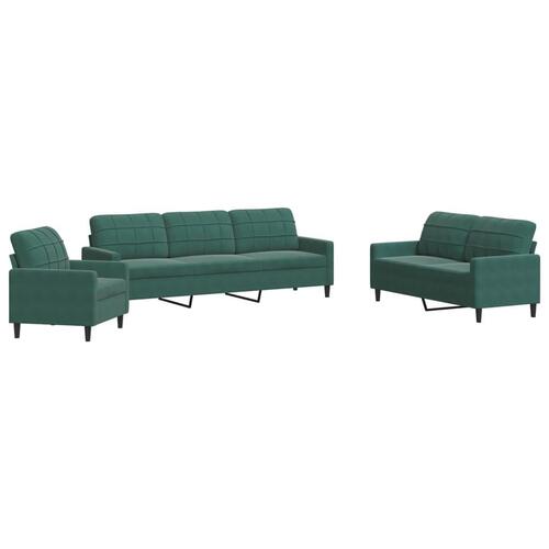 Sofasæt 4 dele med hynder velour mørkegrøn