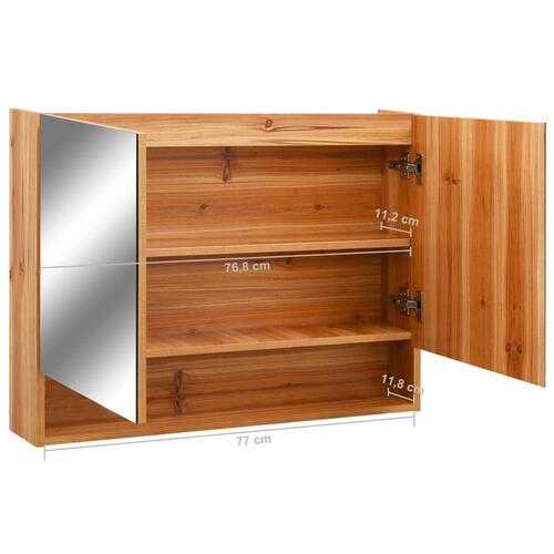 Badeværelsesskab med spejl + LED 80x15x60 cm MDF egetræsfarvet