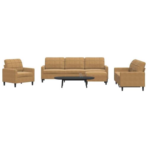 Sofasæt 4 dele med hynder velour brun