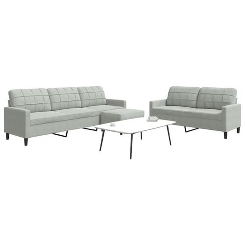 3 personers sofa med hynder velour lysegrå