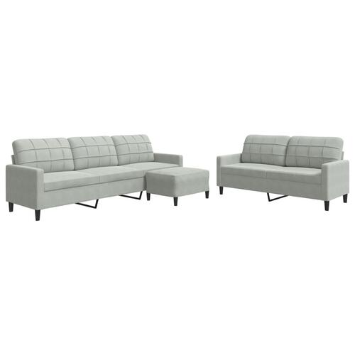 3 personers sofa med hynder velour lysegrå