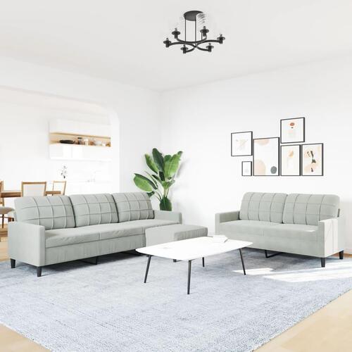 3 personers sofa med hynder velour lysegrå