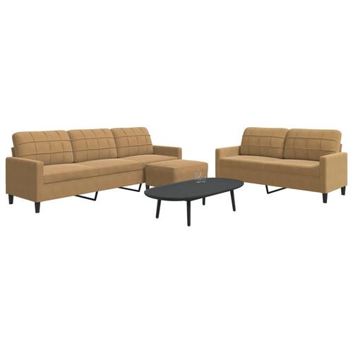 3 personers sofa med hynder velour brun
