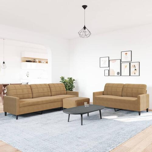 3 personers sofa med hynder velour brun