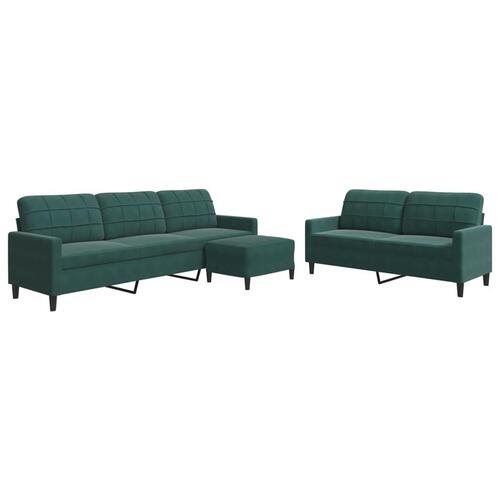 3 personers sofa med hynder velour mørkegrøn