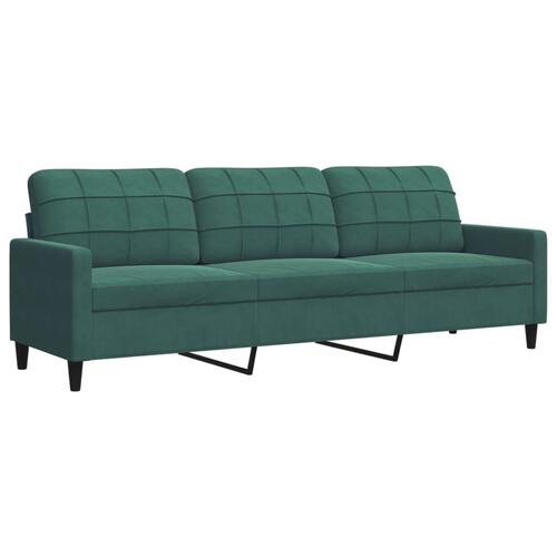 3 personers sofa med hynder velour mørkegrøn