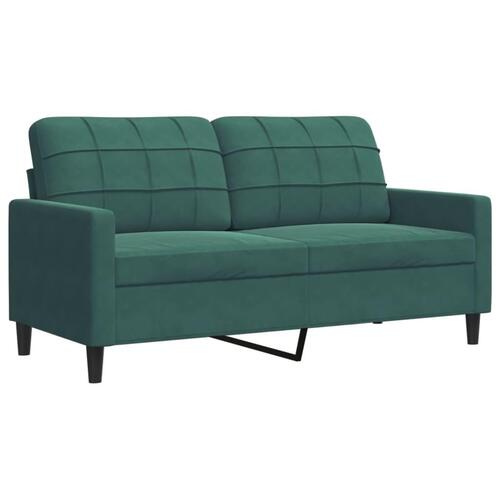 3 personers sofa med hynder velour mørkegrøn