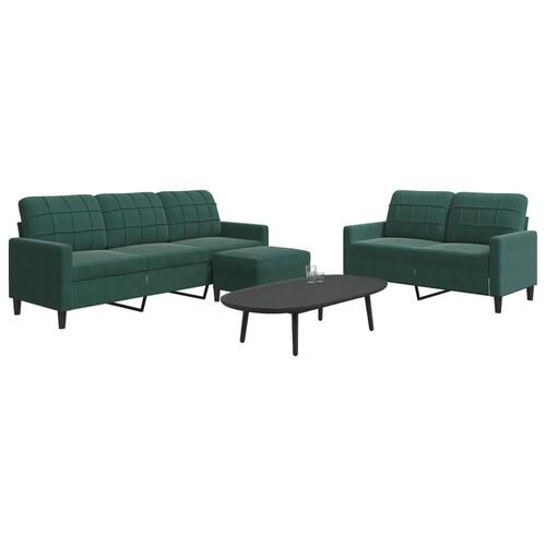 3 personers sofa med hynder velour mørkegrøn