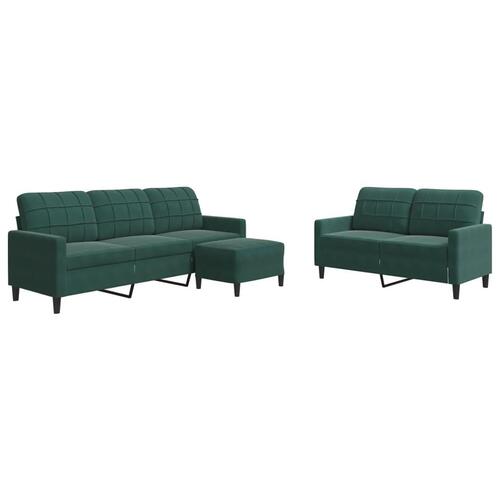 3 personers sofa med hynder velour mørkegrøn