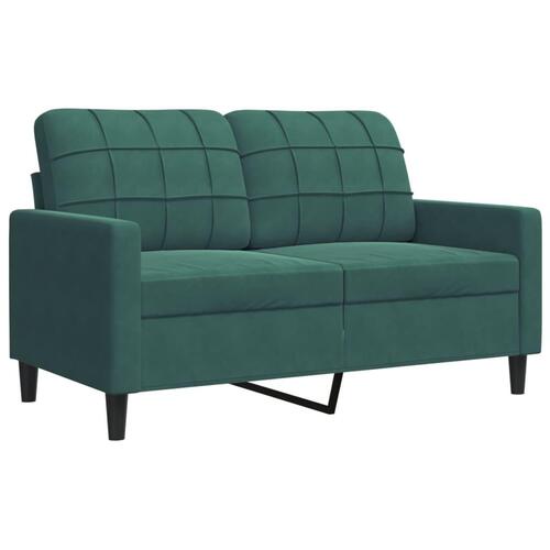 3 personers sofa med hynder velour mørkegrøn