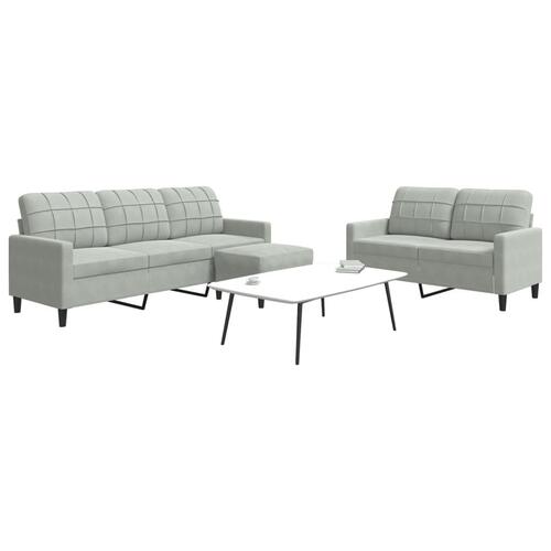 3 personers sofa med hynder velour lysegrå