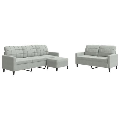 3 personers sofa med hynder velour lysegrå