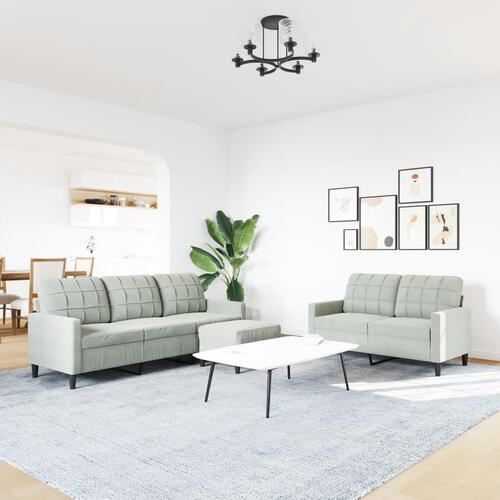 3 personers sofa med hynder velour lysegrå