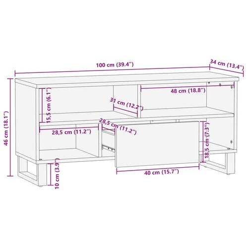 Tv-bord 100x34x46 cm massivt mangotræ