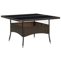 Havebord polyrattan og glas brun