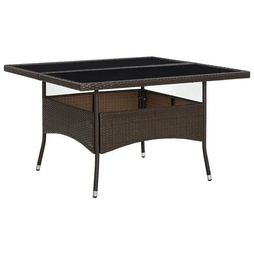 Havebord polyrattan og glas brun