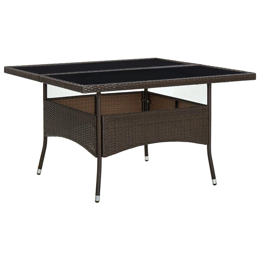 Havebord polyrattan og glas brun