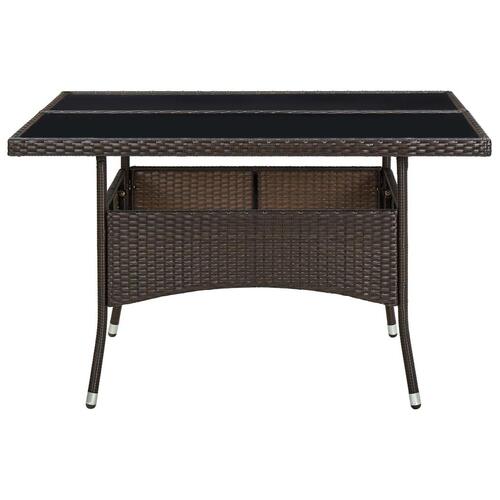 Havebord polyrattan og glas brun