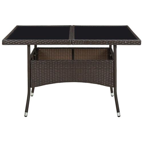 Havebord polyrattan og glas brun