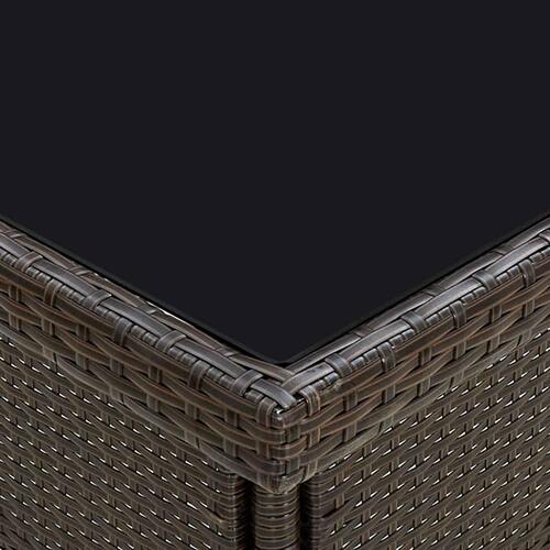 Havebord polyrattan og glas brun
